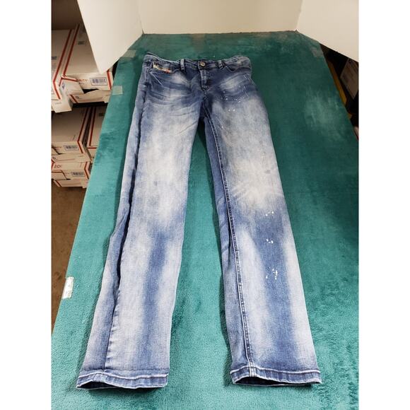 Diesel Jeans Size 16 Youth Girls Blue Pants Stretch Waykee J Mid Rise Straight - Picture 1 of 14